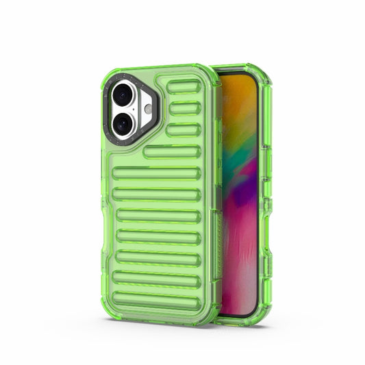 For iPhone 16 Plus High Transparency TPU Hybrid PC Airbag Phone Case(Transparent Green) - iPhone 16 Plus Cases by buy2fix | Online Shopping UK | buy2fix