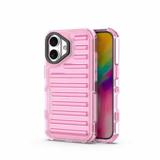 For iPhone 16 Plus High Transparency TPU Hybrid PC Airbag Phone Case(Pink) - iPhone 16 Plus Cases by buy2fix | Online Shopping UK | buy2fix