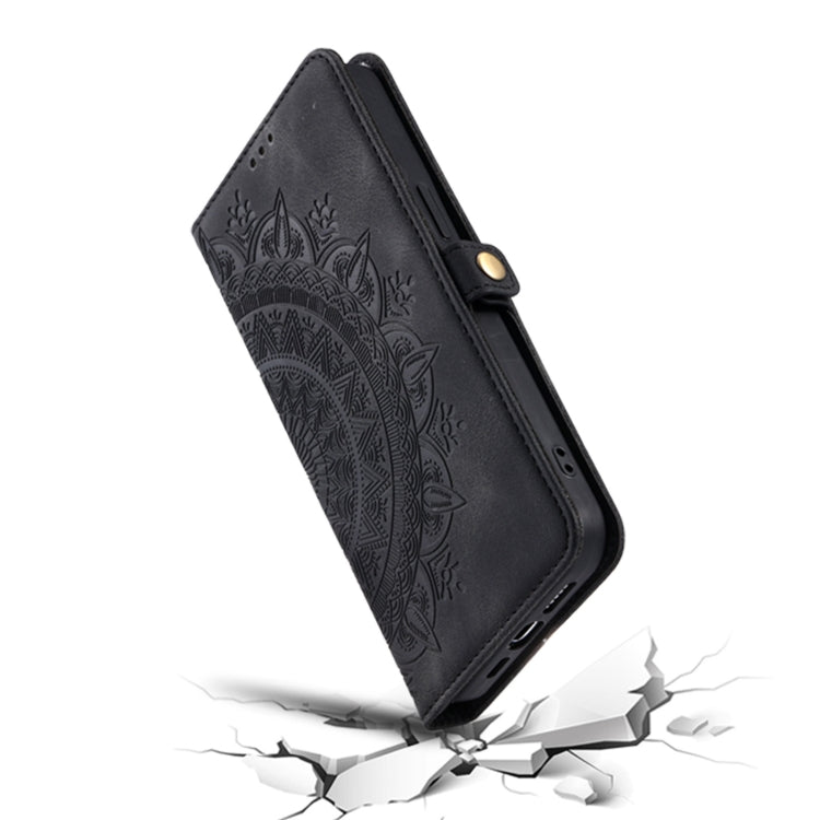 For iPhone 16 Skin Feel Totem Embossed Leather Phone Case(Black) - iPhone 16 Cases by buy2fix | Online Shopping UK | buy2fix