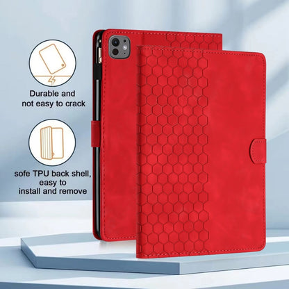 For iPad Pro 11 2024 / Air 10.9 2022 Honeycomb Embossed Leather Smart Tablet Case(Red) - iPad Pro 11 2024 Cases by buy2fix | Online Shopping UK | buy2fix