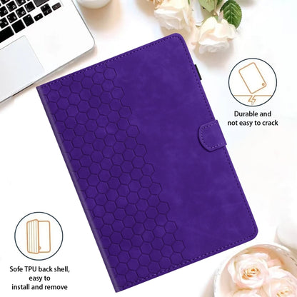 For Lenovo Tab M11 / Xiaoxin Pad 2024 Honeycomb Embossed Leather Smart Tablet Case(Purple) - Lenovo by buy2fix | Online Shopping UK | buy2fix