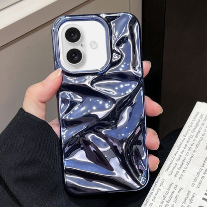 For iPhone 16 Water Ripple Electroplating Paint TPU Phone Case(Dark Blue) - iPhone 16 Cases by buy2fix | Online Shopping UK | buy2fix