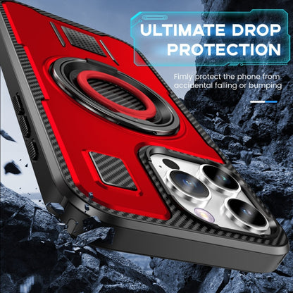 For iPhone 16 Pro Max Ring Holder Carbon Fiber PC Hybrid TPU Phone Case(Red) - iPhone 16 Pro Max Cases by buy2fix | Online Shopping UK | buy2fix