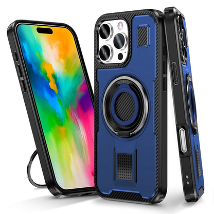 For iPhone 16 Pro Ring Holder Carbon Fiber PC Hybrid TPU Phone Case(Blue) - iPhone 16 Pro Cases by buy2fix | Online Shopping UK | buy2fix