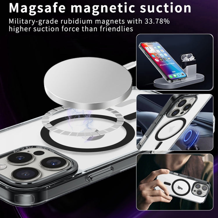 For iPhone 16 Pro Ice Color Magnetic Series Magsafe Magnetic PC Hybrid TPU Phone Case(Black) - iPhone 16 Pro Cases by buy2fix | Online Shopping UK | buy2fix