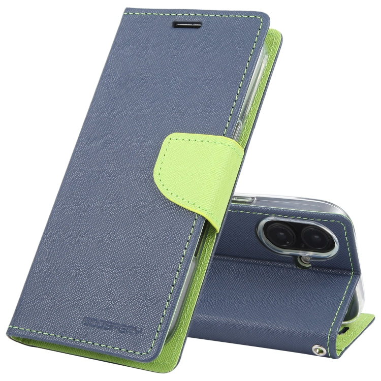 For iPhone 16 Plus GOOSPERY FANCY DIARY Cross Texture Leather Phone Case(Navy Blue) - iPhone 16 Plus Cases by GOOSPERY | Online Shopping UK | buy2fix