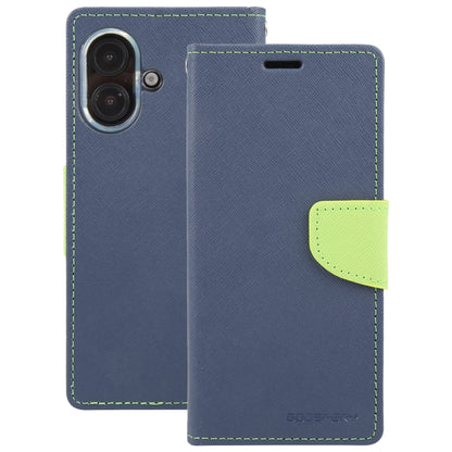 For iPhone 16 Plus GOOSPERY FANCY DIARY Cross Texture Leather Phone Case(Navy Blue) - iPhone 16 Plus Cases by GOOSPERY | Online Shopping UK | buy2fix