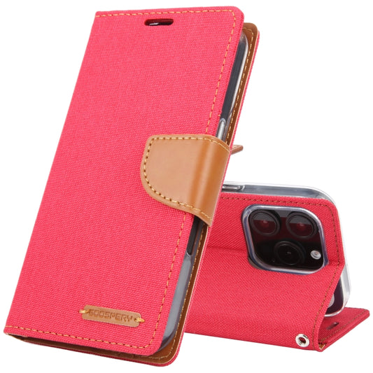 For iPhone 16 Pro Max GOOSPERY CANVAS DIARY Fabric Texture Flip Leather Phone Case(Red) - iPhone 16 Pro Max Cases by GOOSPERY | Online Shopping UK | buy2fix