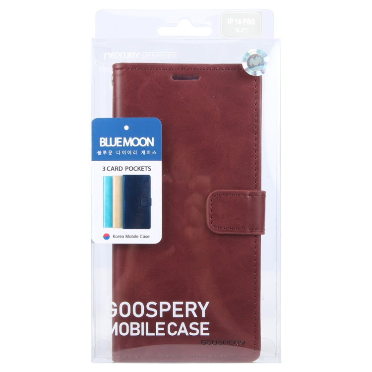 For iPhone 16 Pro GOOSPERY BLUE MOON Crazy Horse Texture Leather Phone Case(Wine Red) - iPhone 16 Pro Cases by GOOSPERY | Online Shopping UK | buy2fix