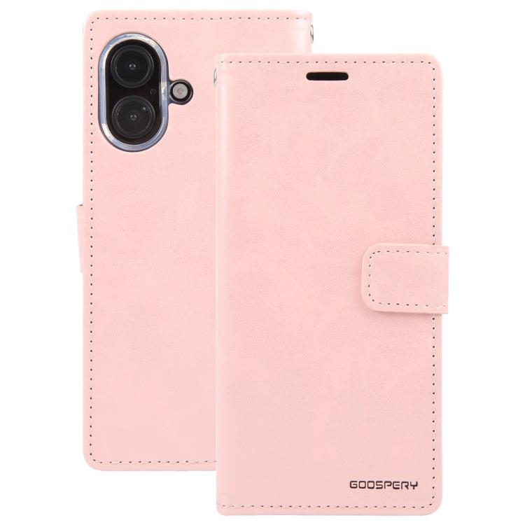 For iPhone 16 GOOSPERY BLUE MOON Crazy Horse Texture Leather Phone Case(Rose Gold) - iPhone 16 Cases by GOOSPERY | Online Shopping UK | buy2fix