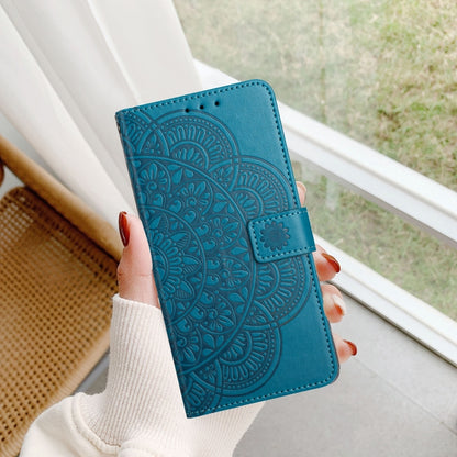 For iPhone 16 Plus Flower Embossed Leather Phone Case(Blue) - iPhone 16 Plus Cases by buy2fix | Online Shopping UK | buy2fix