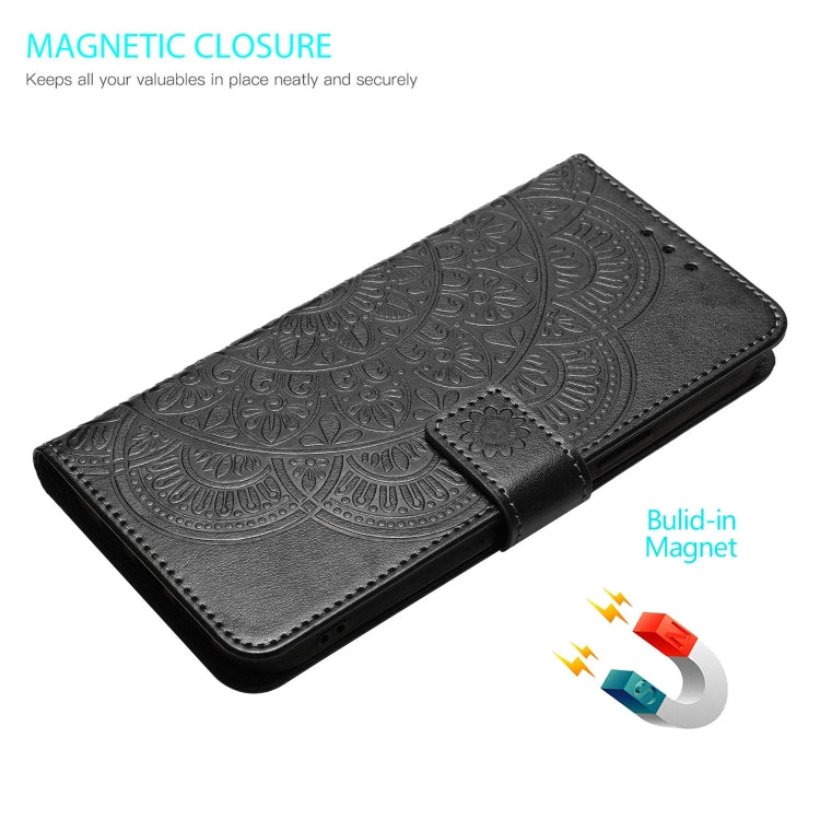 For Motorola Moto G Play 2024 Flower Embossed Leather Phone Case(Black) - Motorola Cases by buy2fix | Online Shopping UK | buy2fix