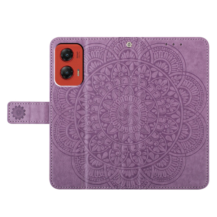 For Motorola Moto G Stylus 5G 2024 Flower Embossed Leather Phone Case(Purple) - Motorola Cases by buy2fix | Online Shopping UK | buy2fix