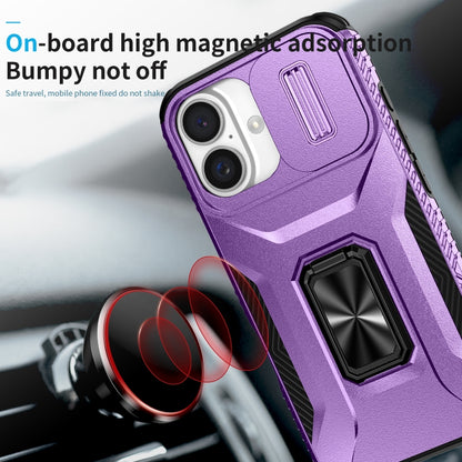 For iPhone 16 Sliding Camshield Holder Phone Case(Purple) - iPhone 16 Cases by buy2fix | Online Shopping UK | buy2fix