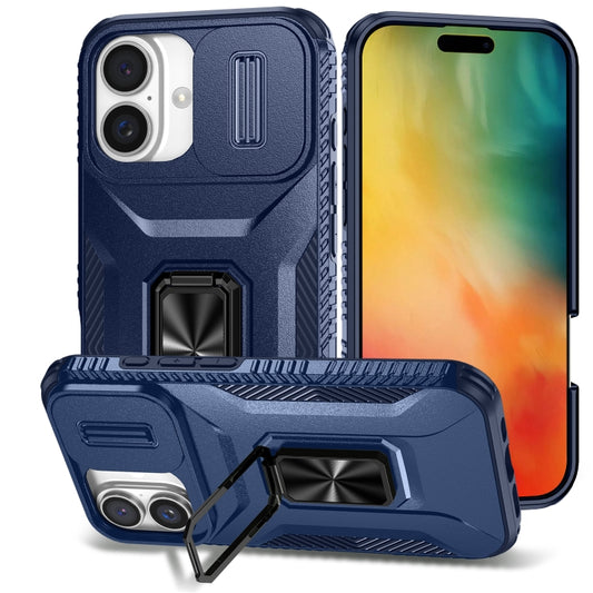 For iPhone 16 Plus Sliding Camshield Holder Phone Case(Blue) - iPhone 16 Plus Cases by buy2fix | Online Shopping UK | buy2fix