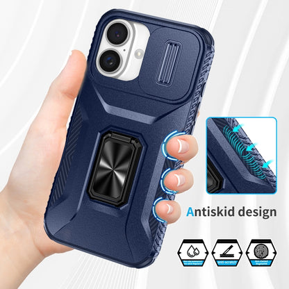 For iPhone 16 Plus Sliding Camshield Holder Phone Case(Blue) - iPhone 16 Plus Cases by buy2fix | Online Shopping UK | buy2fix