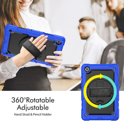 For Samsung Galaxy Tab A7 Lite T220 Silicone Hybrid PC Tablet Case with Shoulder Strap(Black + Dark Blue) - Tab A7 Lite T220 / T225 by buy2fix | Online Shopping UK | buy2fix