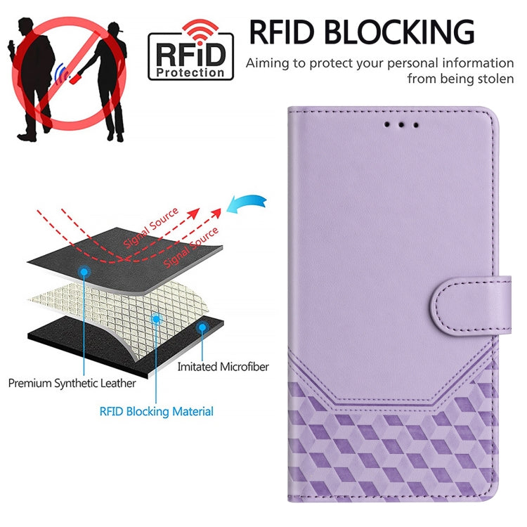 For Sony Xperia 10 VI 2024 Honeycomb Embossing RFID Leather Phone Case(Light Purple) - Sony Cases by buy2fix | Online Shopping UK | buy2fix