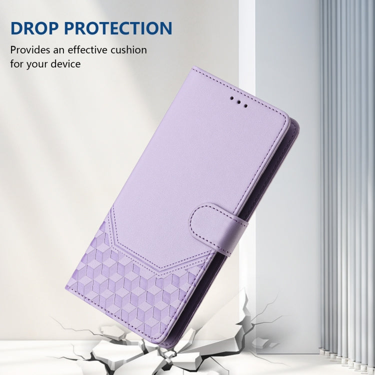 For Sony Xperia 10 VI 2024 Honeycomb Embossing RFID Leather Phone Case(Light Purple) - Sony Cases by buy2fix | Online Shopping UK | buy2fix