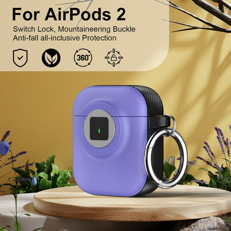 For AirPods 1 / 2 Camera Series PC + TPU Headset Shockproof Carbon Fibre Case(Purple) - For AirPods 1/2 by buy2fix | Online Shopping UK | buy2fix