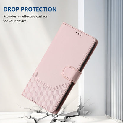 For Motorola Moto G Play 5G 2024 Oversea Honeycomb Embossing RFID Leather Phone Case(Pink) - Motorola Cases by buy2fix | Online Shopping UK | buy2fix