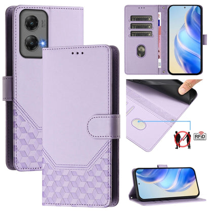 For Motorola Moto G Stylus 5G 2024 Honeycomb Embossing RFID Leather Phone Case(Light Purple) - Motorola Cases by buy2fix | Online Shopping UK | buy2fix