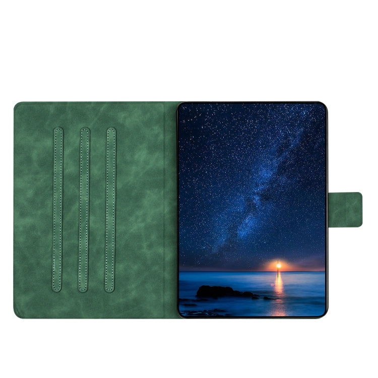 For iPad Pro 11 2024 Embossed Couple Cat Smart Tablet Leather Case(Green) - iPad Pro 11 2024 Cases by buy2fix | Online Shopping UK | buy2fix