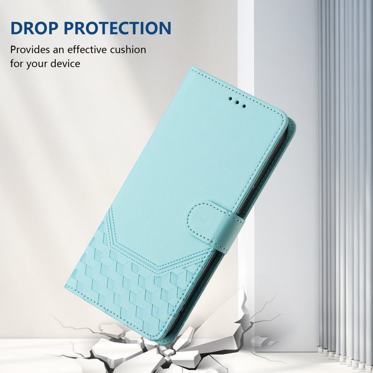 For Redmi K70 Ultra 5G Honeycomb Embossing RFID Leather Phone Case(Mint Green) - Xiaomi Cases by buy2fix | Online Shopping UK | buy2fix