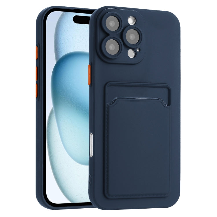 For iPhone 16 Pro Max Skin Feel Card Contrast Color Button TPU Phone Case(Dark Blue) - iPhone 16 Pro Max Cases by buy2fix | Online Shopping UK | buy2fix