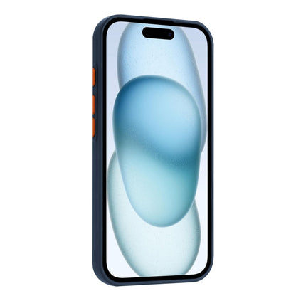 For iPhone 16 Pro Max Skin Feel Card Contrast Color Button TPU Phone Case(Dark Blue) - iPhone 16 Pro Max Cases by buy2fix | Online Shopping UK | buy2fix