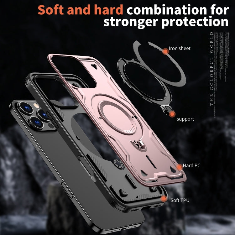 For iPhone 16 Pro Max PC Hybrid TPU Armor MagSafe Ring Holder Phone Case(Rose Gold) - iPhone 16 Pro Max Cases by buy2fix | Online Shopping UK | buy2fix