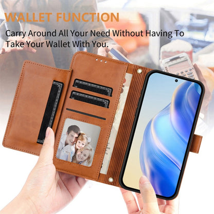 For iPhone 16 Pro Multi-Card Slots Zipper Wallet Leather Phone Case(Brown) - iPhone 16 Pro Cases by buy2fix | Online Shopping UK | buy2fix