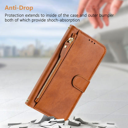 For iPhone 16 Pro Multi-Card Slots Zipper Wallet Leather Phone Case(Brown) - iPhone 16 Pro Cases by buy2fix | Online Shopping UK | buy2fix