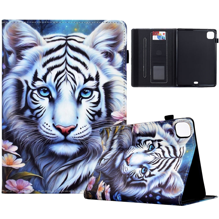 For iPad Air 11 2024 Painted Pattern Leather Tablet Case(White Tiger) - iPad Air 11 2024 Cases by buy2fix | Online Shopping UK | buy2fix