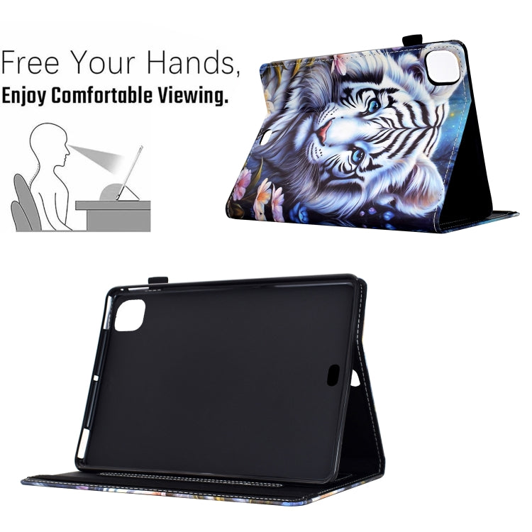 For iPad Air 11 2024 Painted Pattern Leather Tablet Case(White Tiger) - iPad Air 11 2024 Cases by buy2fix | Online Shopping UK | buy2fix