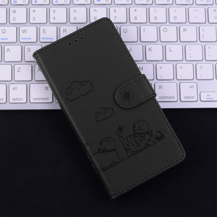 For iPhone 16 Plus Cute Cats RFID Leather Phone Case(Black) - iPhone 16 Plus Cases by buy2fix | Online Shopping UK | buy2fix