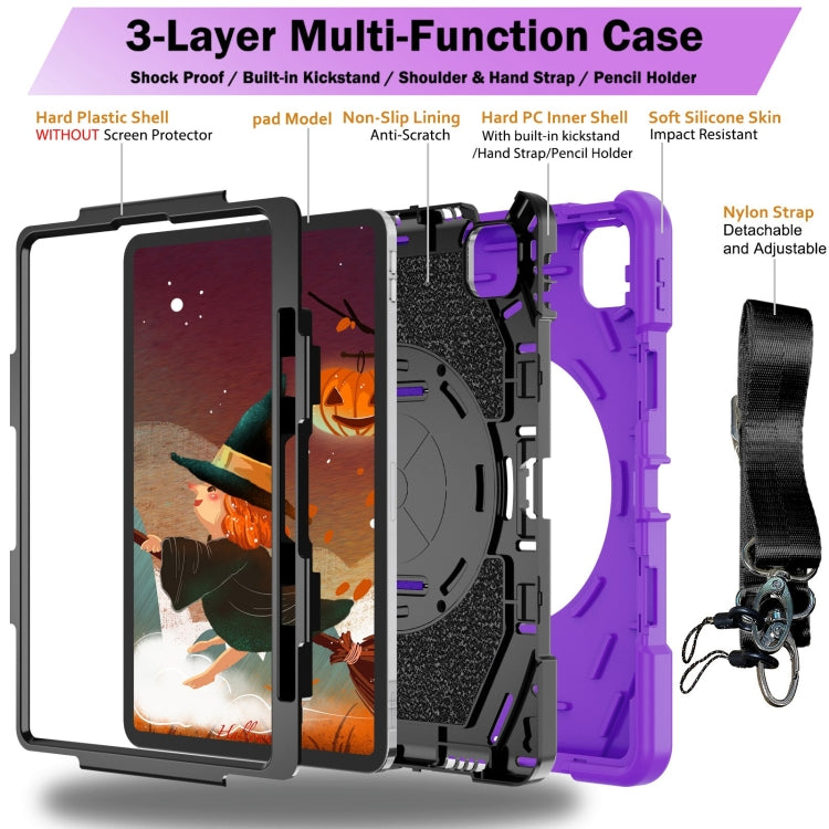 For iPad Pro 11 2022 / Air 10.9 2022 Bat Hand Grip Turntable Stand Tablet Case(Purple Black) - iPad Pro 11 (2022/2021) Cases by buy2fix | Online Shopping UK | buy2fix