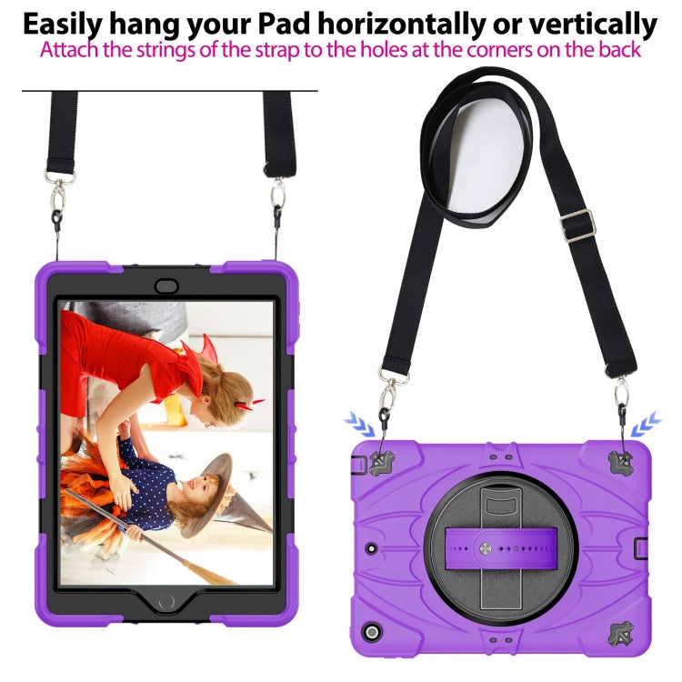 For iPad 9.7 2018 / 2017 / Air 2 Bat Hand Grip Turntable Stand Tablet Case(Purple Black) - iPad 9.7 (2018) & (2017) Cases by buy2fix | Online Shopping UK | buy2fix