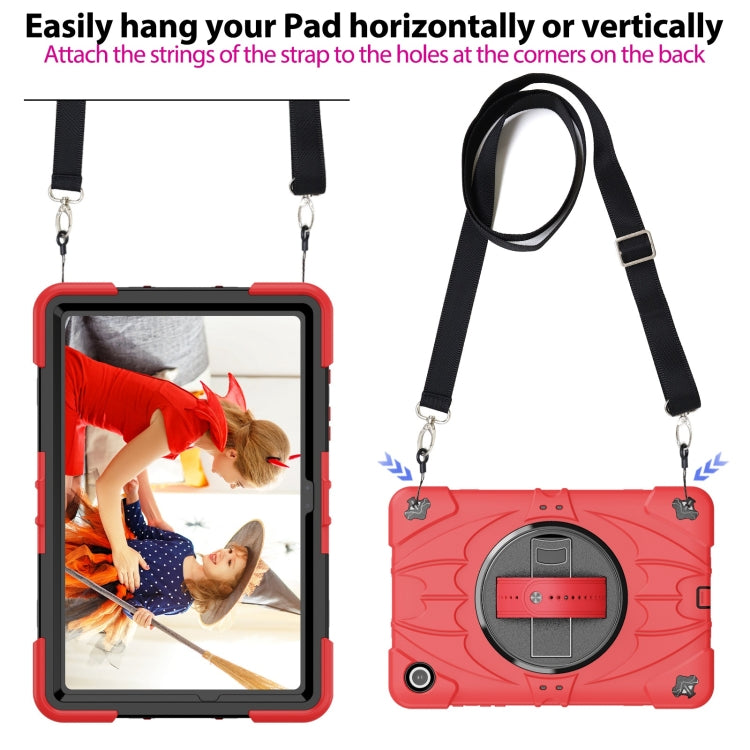 For Samsung Galaxy Tab A9+ Bat Hand Grip Turntable Stand Tablet Case(Red Black) - Galaxy Tab A9+ by buy2fix | Online Shopping UK | buy2fix