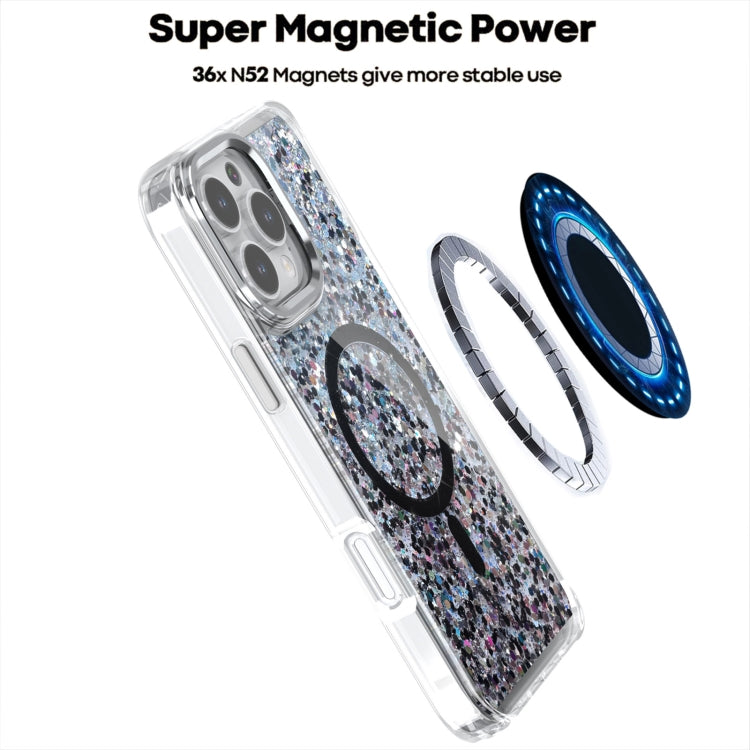 For iPhone 16 Pro Epoxy Glitter MagSafe Magnetic TPU Phone Case(White) - iPhone 16 Pro Cases by buy2fix | Online Shopping UK | buy2fix