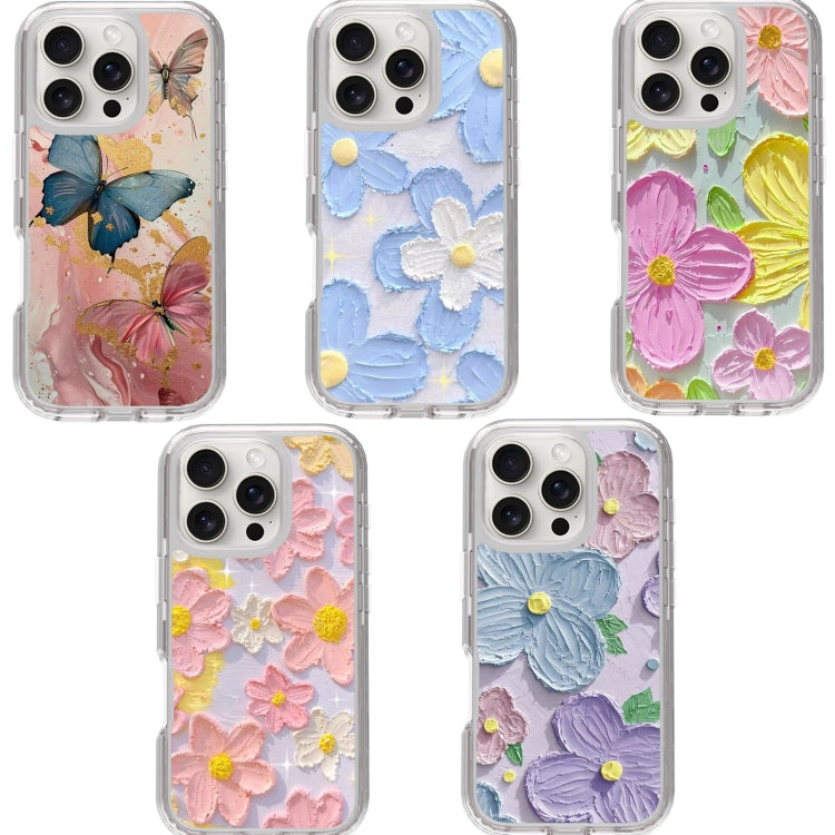 For iPhone 16 Pro Max Small Fresh Sticker PC + TPU Shockproof Phone Case(Colorful Flowers) - iPhone 16 Pro Max Cases by buy2fix | Online Shopping UK | buy2fix