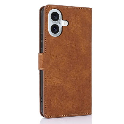 For iPhone 16 Plus Fantasy Skin-feel Calfskin Texture Leather Phone Case(Brown) - iPhone 16 Plus Cases by buy2fix | Online Shopping UK | buy2fix