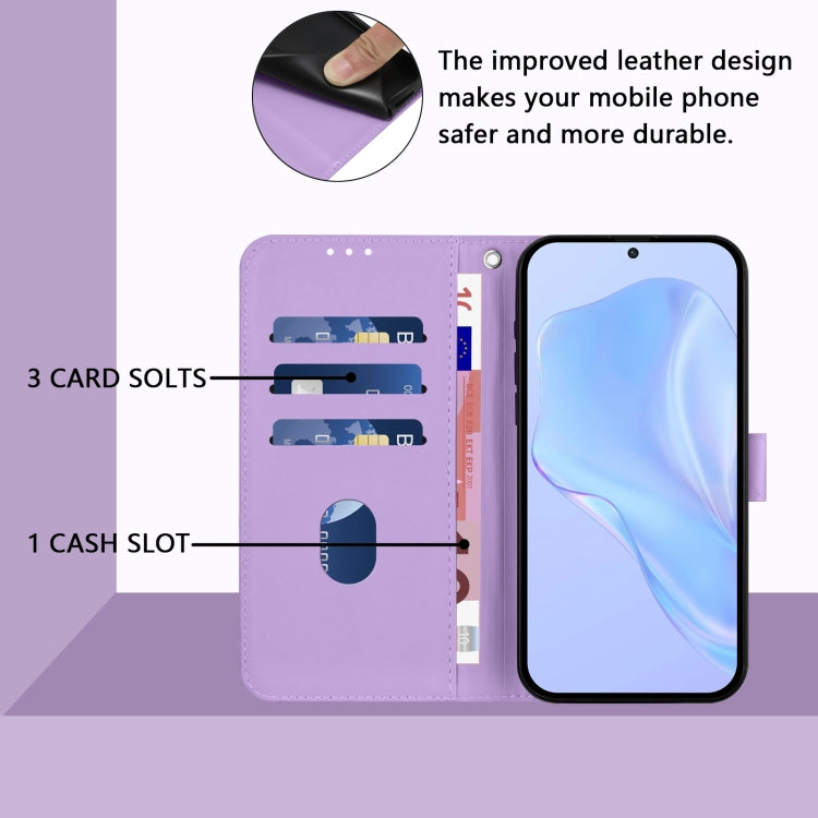 For OnePlus 11 Skin Feel Solid Color Leather Phone Case with Lanyard(Lavender Purple) - OnePlus Cases by buy2fix | Online Shopping UK | buy2fix