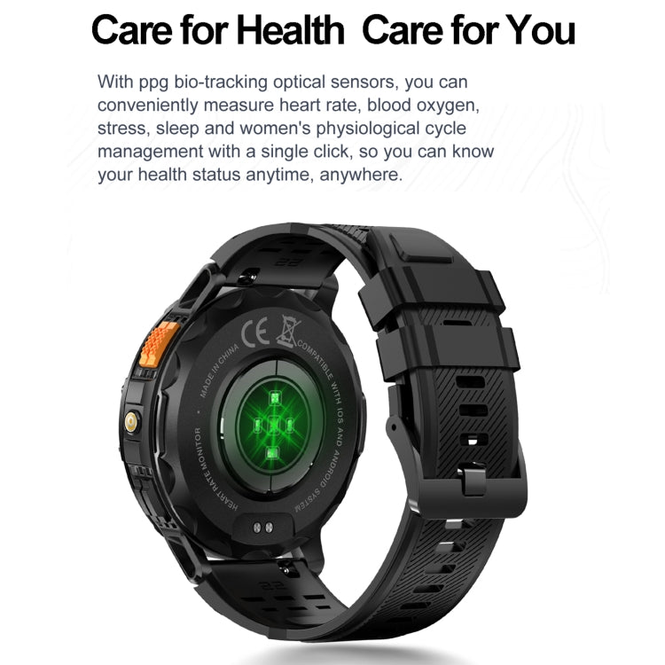 LEMFO K65 1.43 inch Bluetooth Call Smart Watch, Support Heart Rate / Blood Oxygen(Orange) - Smart Watches by LEMFO | Online Shopping UK | buy2fix