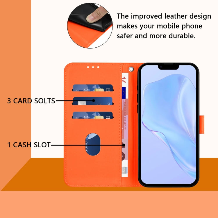 For iPhone 16 Pro Skin Feel Solid Color Leather Phone Case with Lanyard(Orange) - iPhone 16 Pro Cases by buy2fix | Online Shopping UK | buy2fix