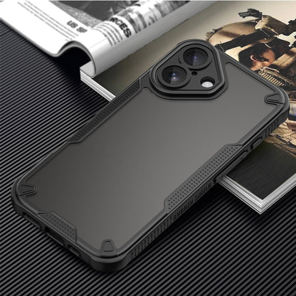 For iPhone 16 Armor Glaze PC Hybrid TPU Phone Case(Black) - iPhone 16 Cases by buy2fix | Online Shopping UK | buy2fix