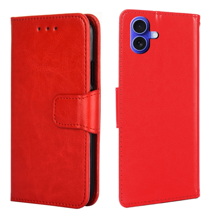 For iPhone 16 Plus Crystal Texture Leather Phone Case(Red) - iPhone 16 Plus Cases by buy2fix | Online Shopping UK | buy2fix