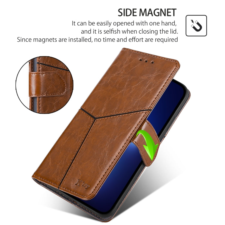 For iPhone 16 Pro Max Geometric Stitching Leather Phone Case(Light Brown) - iPhone 16 Pro Max Cases by buy2fix | Online Shopping UK | buy2fix