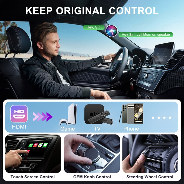 USB and HDMI Wired to Wireless CarPlay Auto Adapter, Specification:Round(White) - Bluetooth Adapters by buy2fix | Online Shopping UK | buy2fix