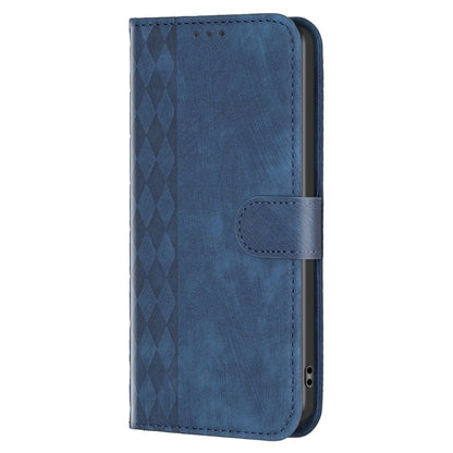 For Samsung Galaxy S25+ 5G Plaid Embossed Leather Phone Case(Blue) - Galaxy S25+ 5G Cases by buy2fix | Online Shopping UK | buy2fix